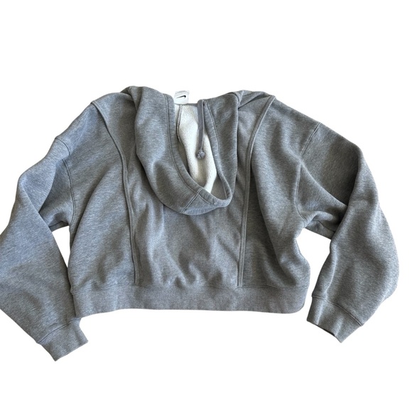 Nike Women’s Cropped Hoodie Gray Fleece Training Pullover Size L - Picture 2 of 5